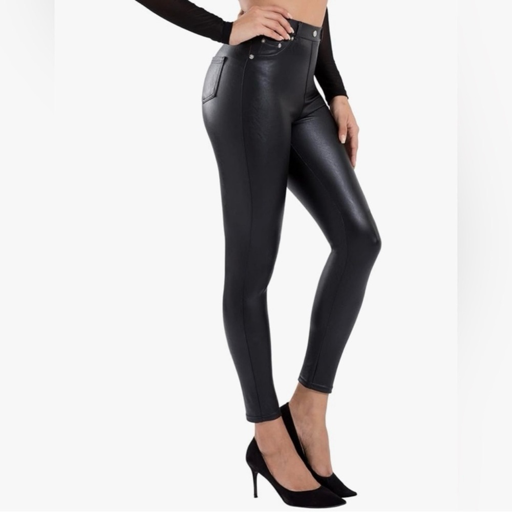 Tagoo Faux Leather Leggings for Women High Waisted Pleather Pants